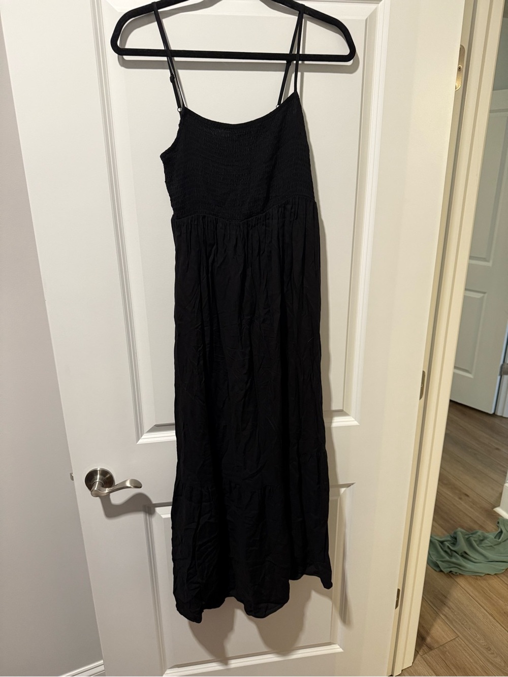 Black Women’s Smocked Maxi Dress - Classic Summer Slip. Maternity